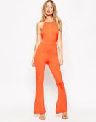 Asos Flare Jumpsuit With Halter Neck - Red