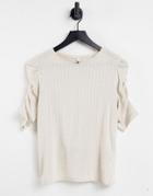 Jdy Ulrikka 2/4 Wrinkle Jersey Top In Birch-neutral