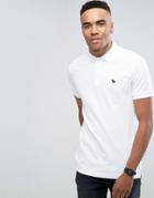 Abercrombie & Fitch Pique Polo Stretch Slim Fit Icon In White - White