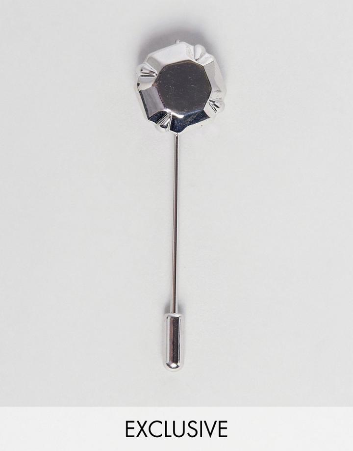 Designb London Stud Lapel Pin In Sliver Exclusive To Asos - Silver