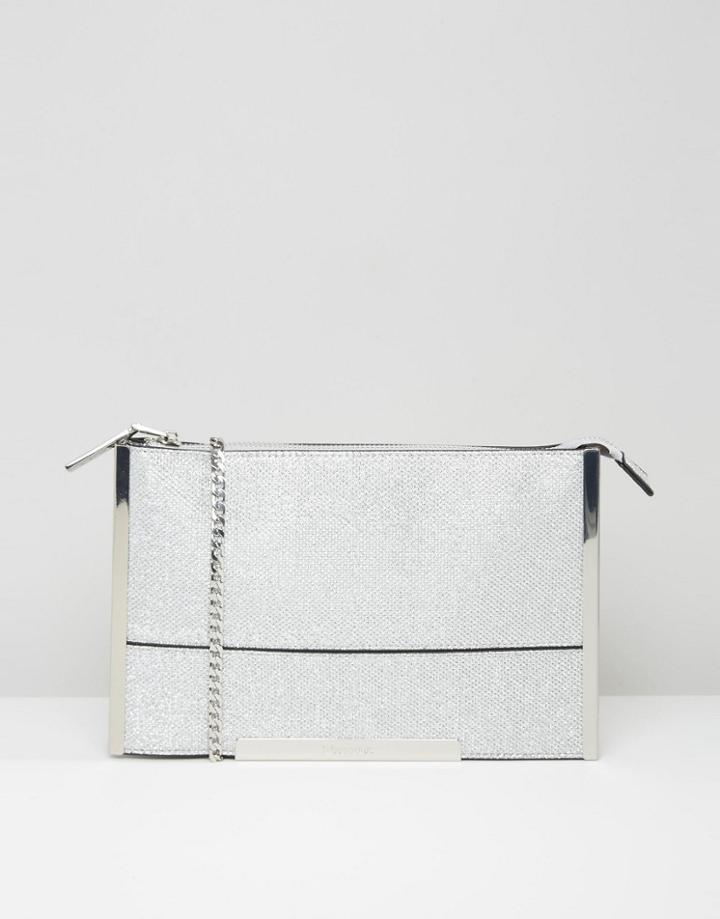 Dune Glitter Clutch Bag - Silver