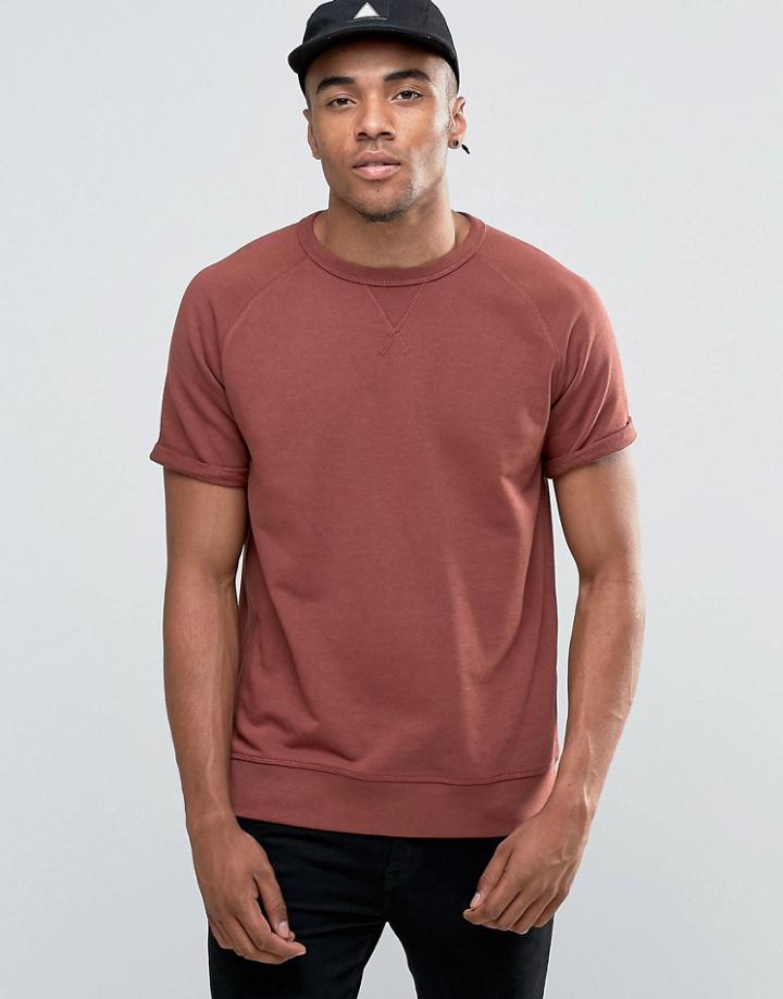 New Look Short Sleeve Sweat In Rust - Red