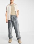 Asos Design Wide Fit Pants In Velvet Look In Gray-grey