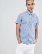 Selected Homme Short Sleeve Shirt In Blue Chambray - Blue