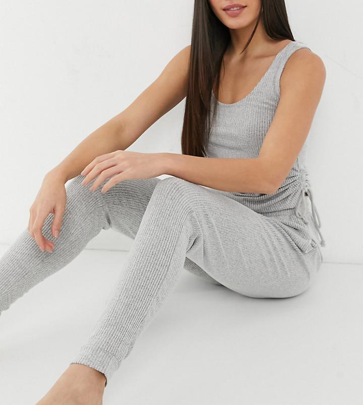 Asos Design Tall Mix & Match Lounge Super Soft Ribbed Sweatpants In Heather Gray-grey