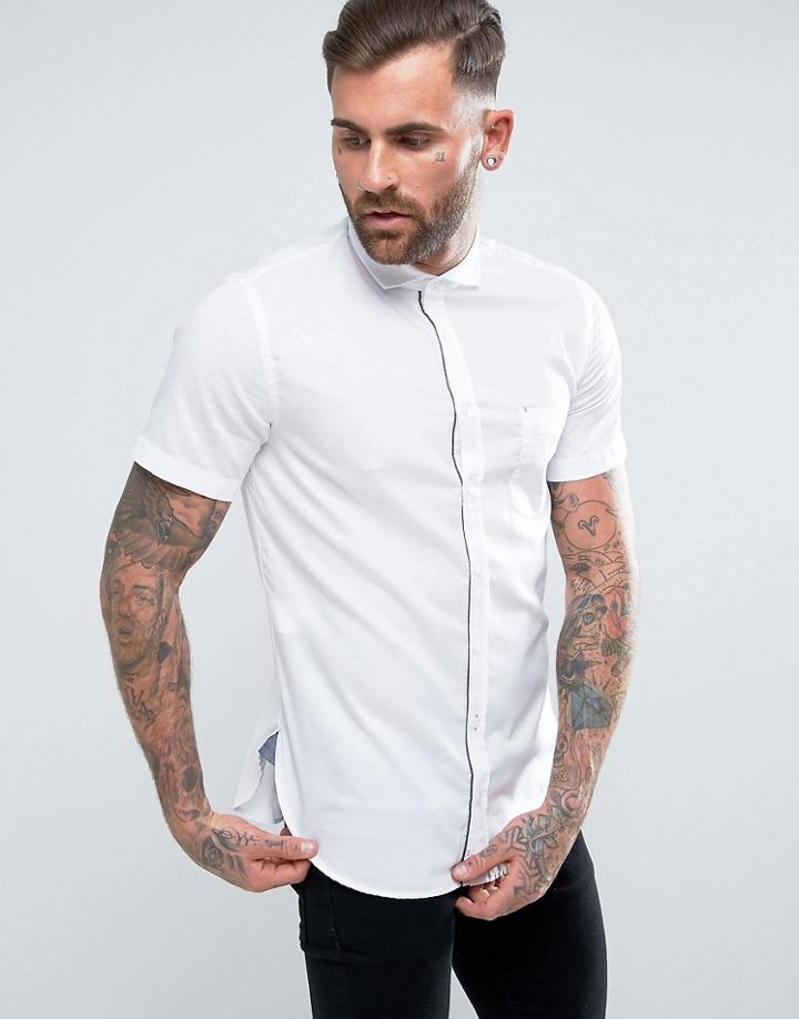 Boss Orange By Hugo Boss Cattitude Slim Fit Short Sleeve Shirt White - White