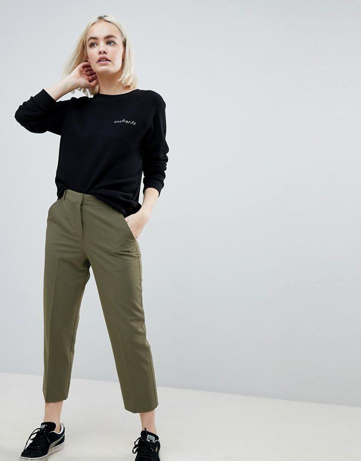 Asos Ankle Grazer Cigarette Pants - Green