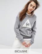 Le Coq Sportif Exclusive To Asos Flocked Logo Sweatshirt In Gray - Gray