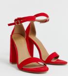 Asos Design Wide Fit Highlight Barely There Heeled Sandals - Red
