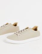 Brave Soul Lace-up Sneakers With Contrast Back Panel In Stone-neutral