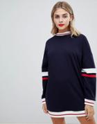 Missguided Striped Sweater Dress - Navy