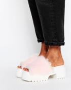 Asos Tooty Fruity Furry Chunky Mules - Pink