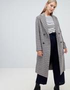 Helene Berman Double Breasted Hounstooth Check Coat In Wool Blend - Multi