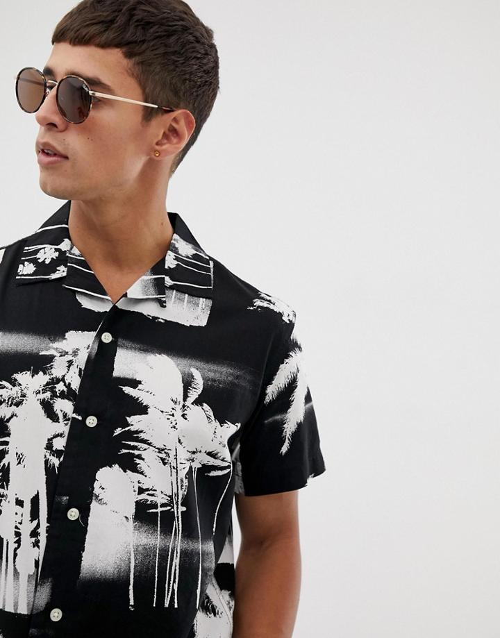 Jack & Jones Originals Short Sleeve Revere Collar Shirt - Black