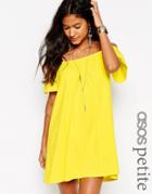Asos Petite Off Shoulder Mini Dress - Yellow