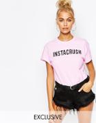 Adolescent Clothing Boyfriend T-shirt With I Instacrush Print - Pink