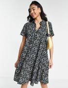 Jdy Maua Ditsy Print Shirt Mini Dress In Black