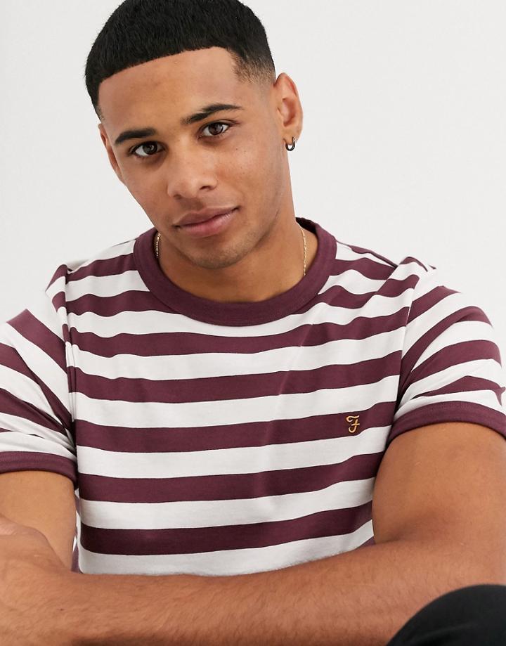 Farah Belgrove Stripe Logo T-shirt In Red