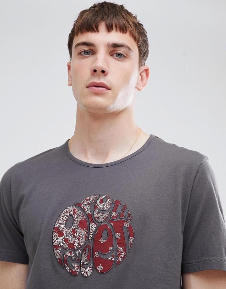 Pretty Green Applique Logo T-shirt In Gray - Gray