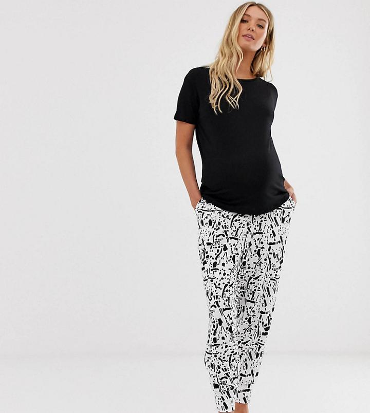 Asos Design Maternity Under The Bump Harem Pants In Squiggle Print - Multi
