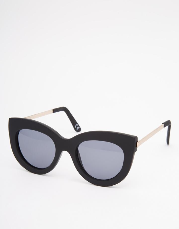 Asos Chunky Cat Eye Sunglasses With Metal Arms In Rubber - Matt Black