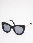 Asos Chunky Cat Eye Sunglasses With Metal Arms In Rubber - Matt Black