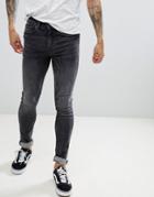 New Look Skinny Jeans In Gray Acid Wash - Black