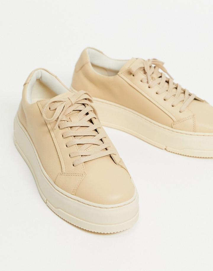 Vagabond Judy Flatform Sneakers In Beige Leather-neutral
