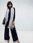 Asos Design Oversized Lambswool Scarf With Tassels - Gray