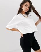 Asos Design Oversized Crop T-shirt In White - White
