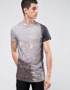 Religion T-shirt With Marble Print And Curved Hem - White