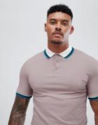 Asos Design Muscle Polo Shirt With Stretch And Bright Contrast Tipping-green
