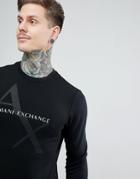 Armani Exchange Crew Neck Logo Sweat In Black - Black