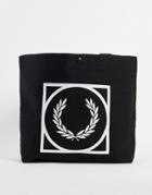 Fred Perry Graphic Print Tote In Black