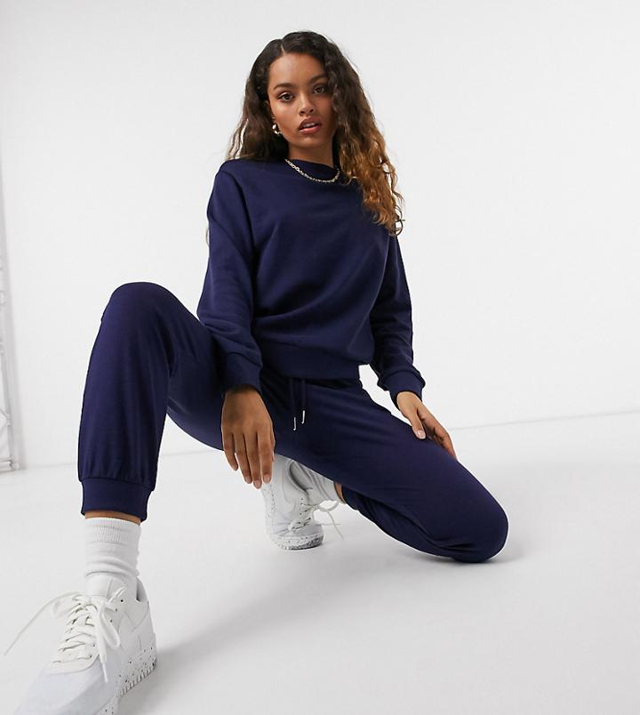 Asos Design Petite Tracksuit Slim Sweat / Sweatpants In Navy