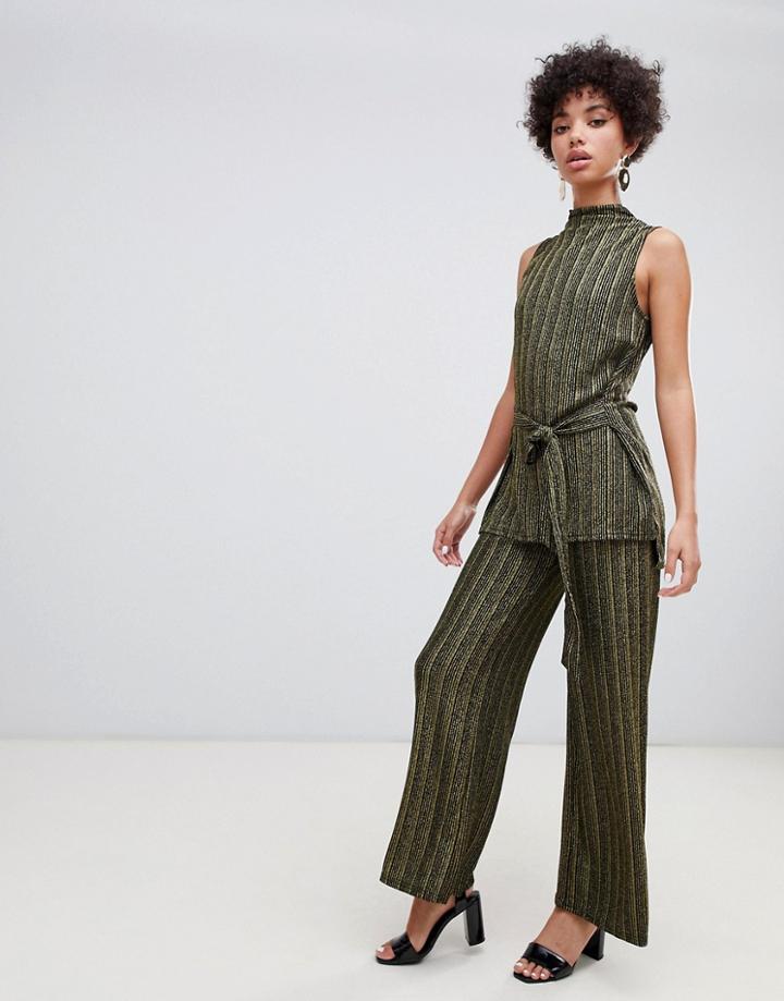 River Island Wide Leg Pants In Gold