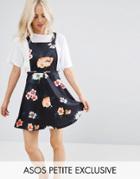 Asos Petite Pinafore Dress In Floral Print - Multi