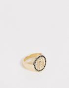 Asos Design Vintage Style Lady Of Guadalupe Ring In Gold Tone With Crystals - Gold