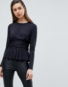 Ivyrevel Jersey Top With Corset Detail - Black