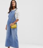 Miss Selfridge Cropped Overalls With Wide Leg In Denim-blue