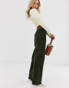 Pieces Wide Leg Cord Pants In Green