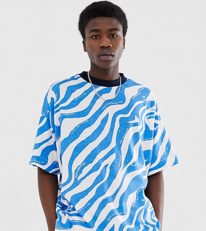 Collusion Zebra Print T-shirt In Blue - Blue