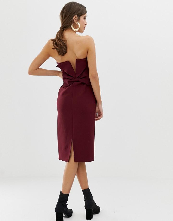 River Island Pencil Dress With Bow Back Detail In Purple
