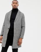 Pull & Bear Overcoat In Gray Check - Gray