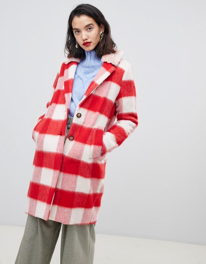 Essentiel Antwerp Rosso Checked Coat - Red