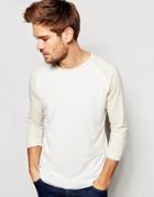 Selected Homme Contrast Raglan Long Sleeve Top - White
