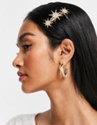 Asos Design Hair Comb With Celestial Crystal Design In Gold Tone