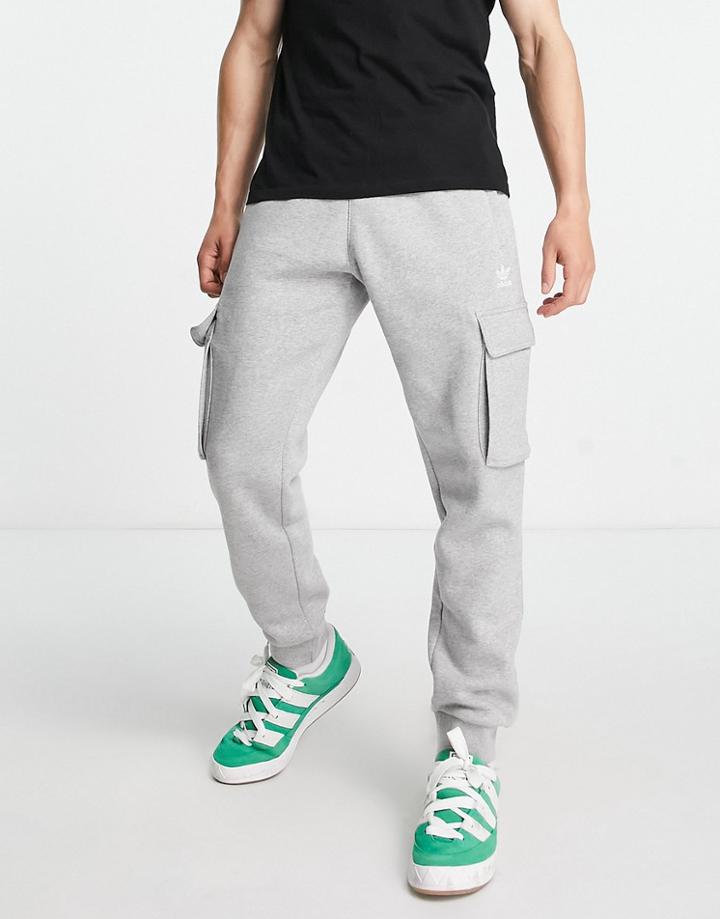 Adidas Originals Essentials Slim Fit Cargo Sweatpants In Gray