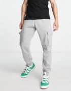 Adidas Originals Essentials Slim Fit Cargo Sweatpants In Gray
