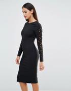 Forever Unique Lavette Bodycon Dress With Cut Out Embellished Sleeves - Black